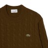 Lacoste - ZOPFSTRICKPULLOVER AUS STREICHGARNWOLLE COFFEE BROWN