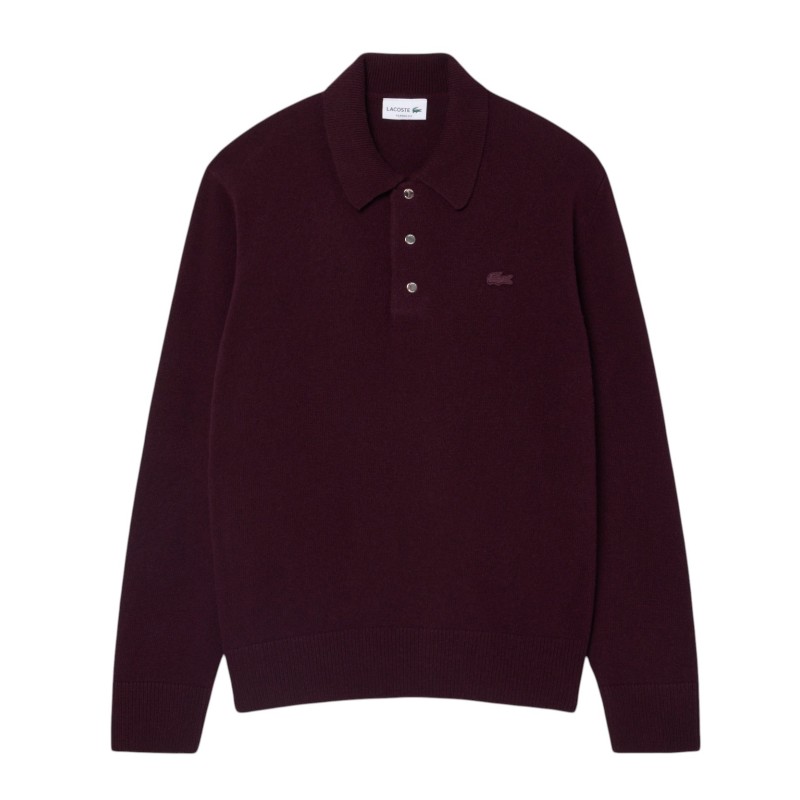 Lacoste - PULLOVER MIT POLOKRAGEN AUS WALKWOLLE DARK BURGUNDY
