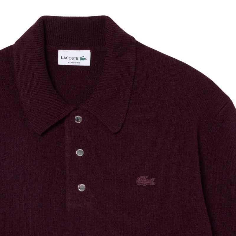 Lacoste - PULLOVER MIT POLOKRAGEN AUS WALKWOLLE DARK BURGUNDY