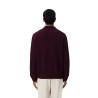 Lacoste - PULL COL POLO EN LAINE FEUTRÉE DARK BURGUNDY