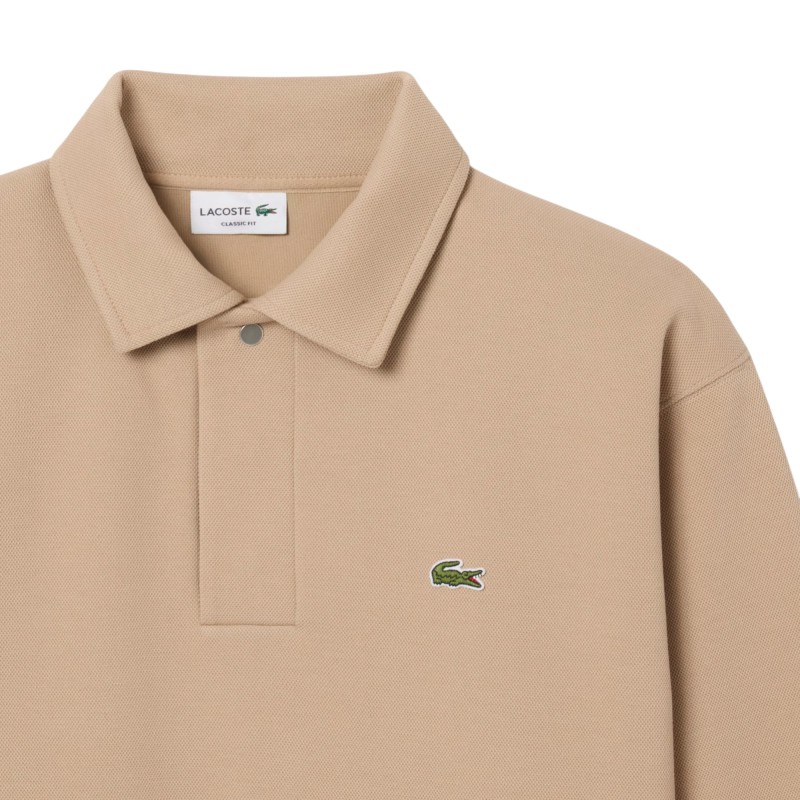 Lacoste - PIQUÉ POLO-COLLAR SWEATSHIRT SANDY BEIGE