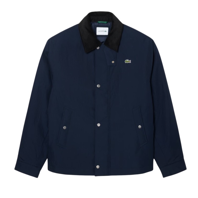 Lacoste - VESTE EN COTON À COL EN VELOURS CÔTELÉ NAVY