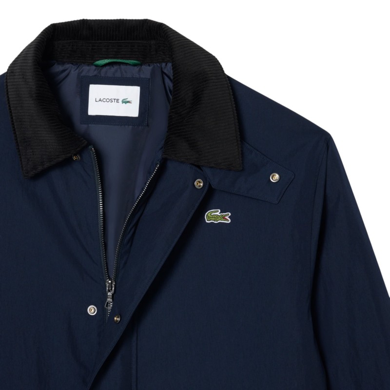 Lacoste - VESTE EN COTON À COL EN VELOURS CÔTELÉ NAVY