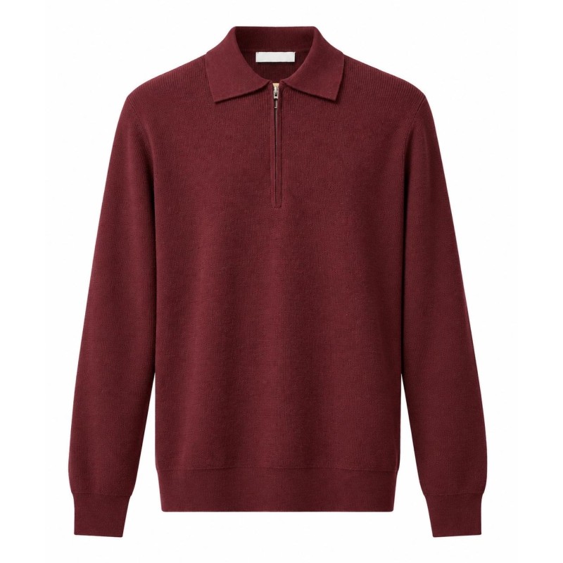 Diktat - POLO MEZZA ZIP COSTINA MERINOS EXTRAFINE BORDEAUX