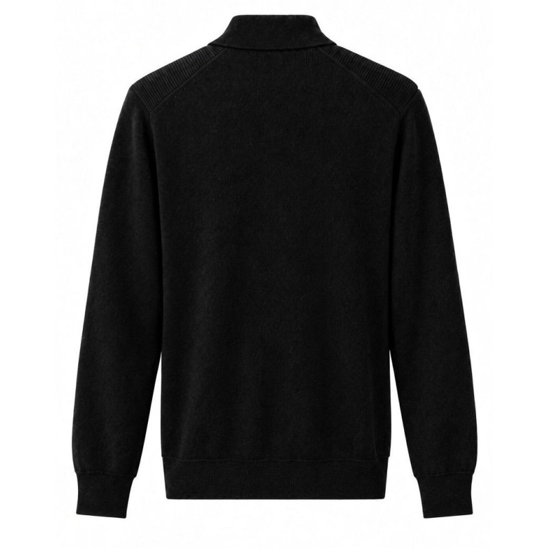 Diktat - HALF-ZIP RIBBED EXTRA-FINE MERINO POLO BLACK