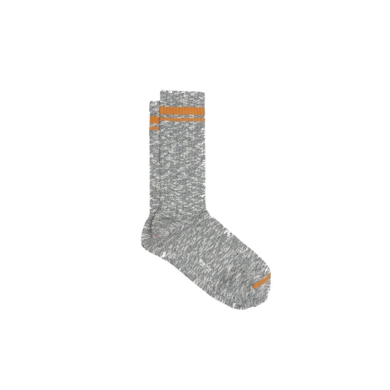 In The Box - CHAUSSETTES EN LAINE GRIS CHINÉ RAYURES JAUNES