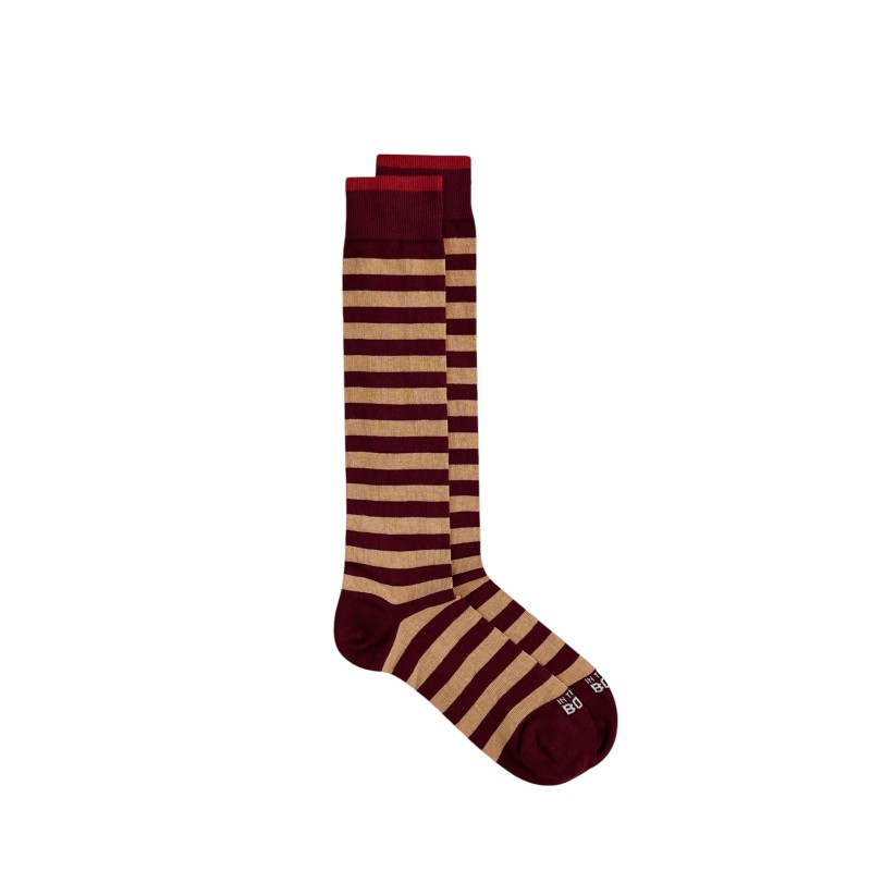 In The Box - STRIPED SOCKS BURGUNDY/CARAMEL
