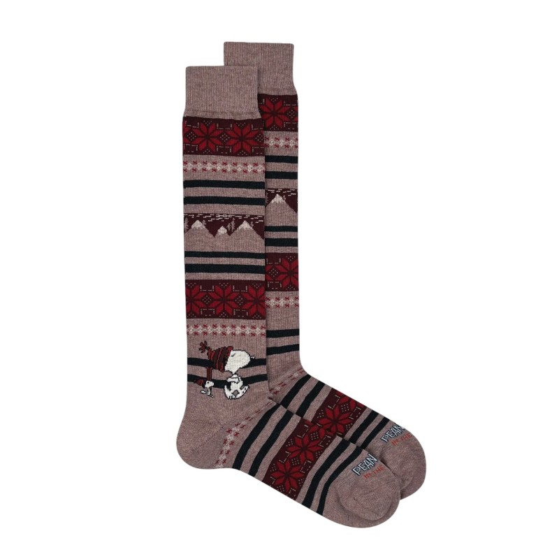 In The Box - CALZE SNOOPY CHRISTMAS RIGHE MARRONE