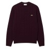 Lacoste - ZOPFSTRICKPULLOVER AUS STREICHGARNWOLLE KASTANIENBRAUN