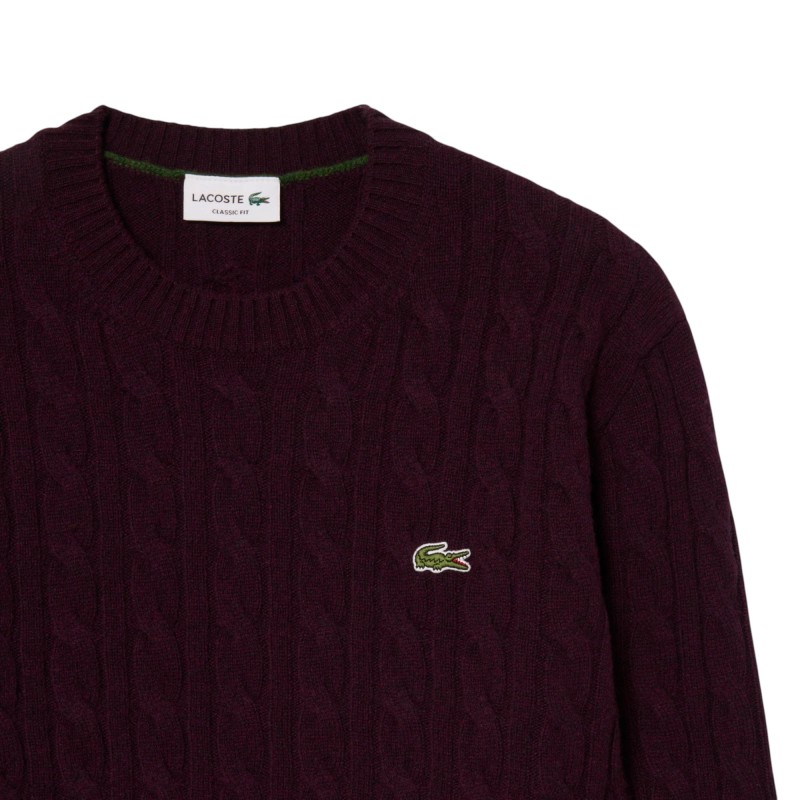 Lacoste - JERSEY DE OCHOS DE LANA CARDADA MARRÓN