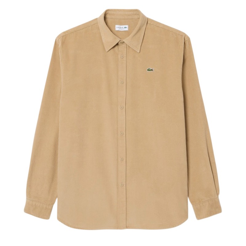 Lacoste - CHEMISE EN VELOURS CÔTELÉ REGULAR FIT SANDY BEIGE