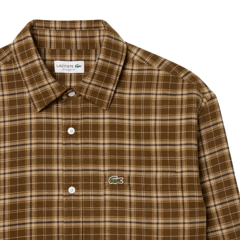 Lacoste - CHEMISE EN FLANELLE À CARREAUX REGULAR FIT BROWN/BEIGE