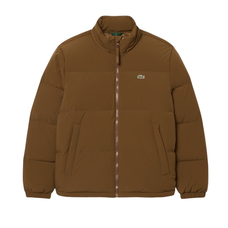 Lacoste - PIUMINO CON CAPPUCCIO IDROREPELLENTE COFFEE BROWN