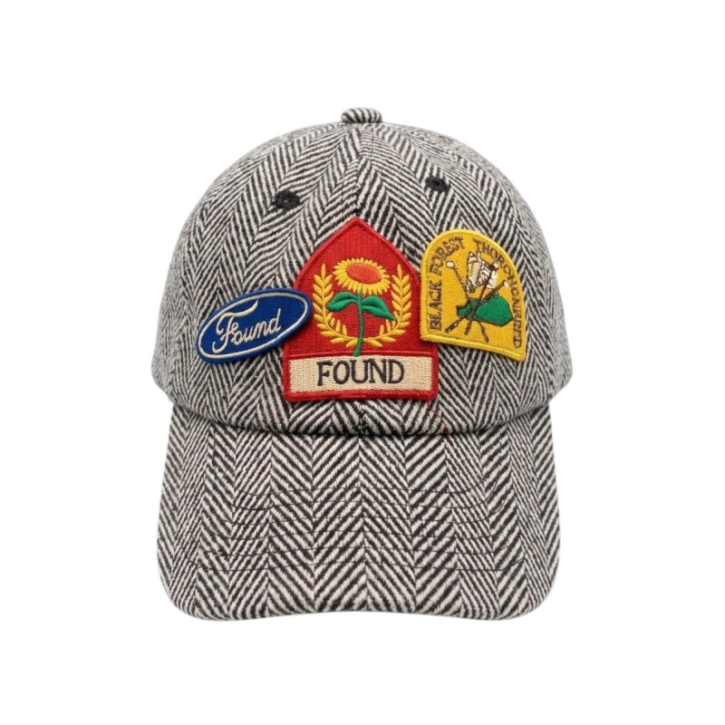 Found - HERRINGBONE TWEED PATCH CAP GRAY