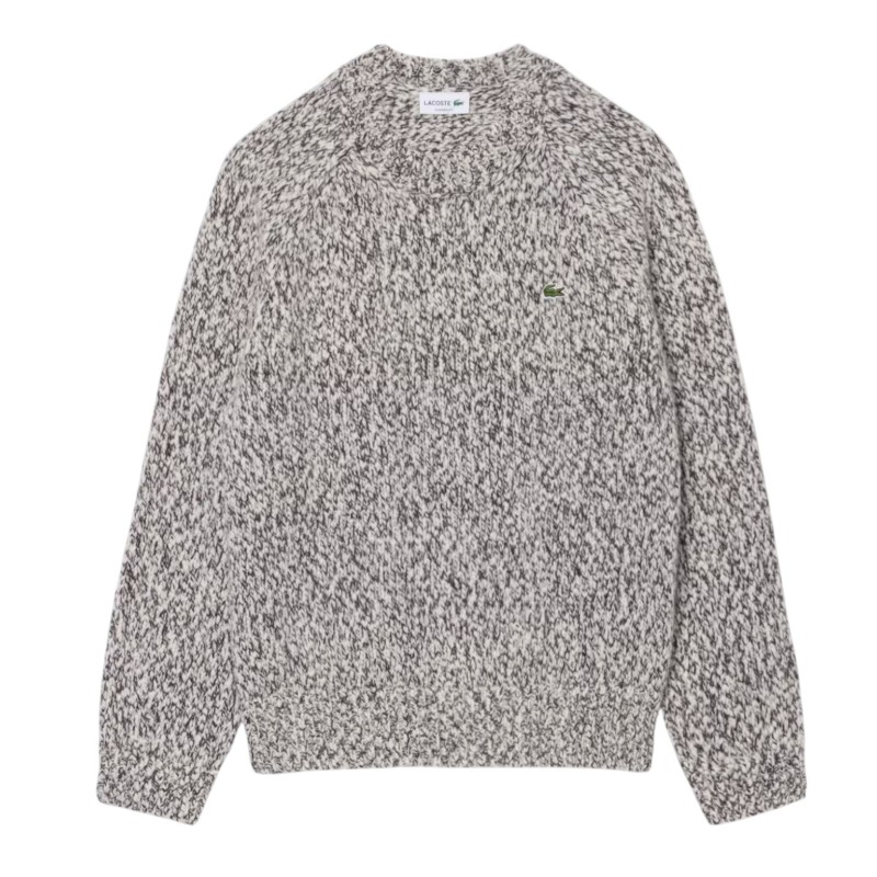 Lacoste - MAGLIONE IN LANA MERCERIZZATA BEIGE/BROWN/BLACK