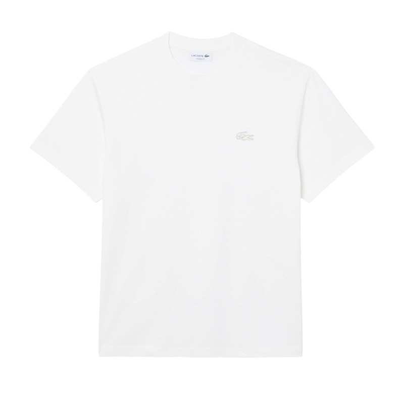 Lacoste - T-SHIRT IN JERSEY CON COCCODRILLO METALLIZZATO WHITE