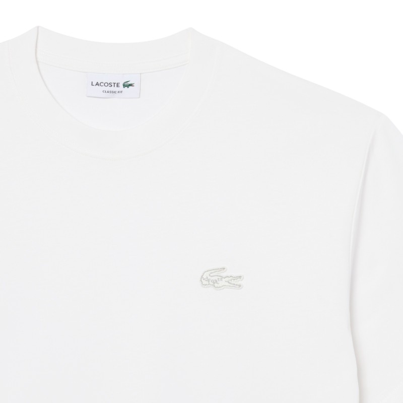Lacoste - T-SHIRT IN JERSEY CON COCCODRILLO METALLIZZATO WHITE